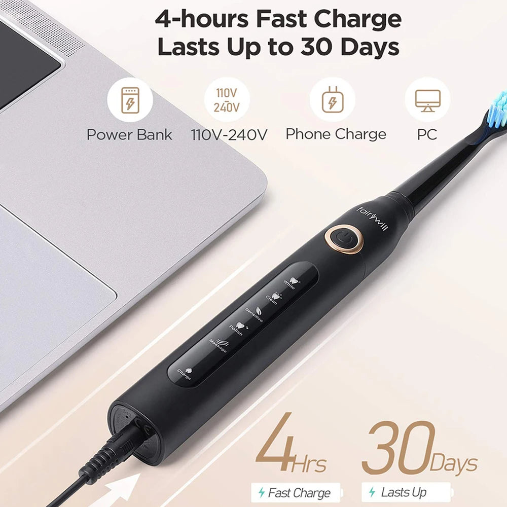 Fairywill FW-D7 Electric Sonic Toothbrush USB Rechargeable