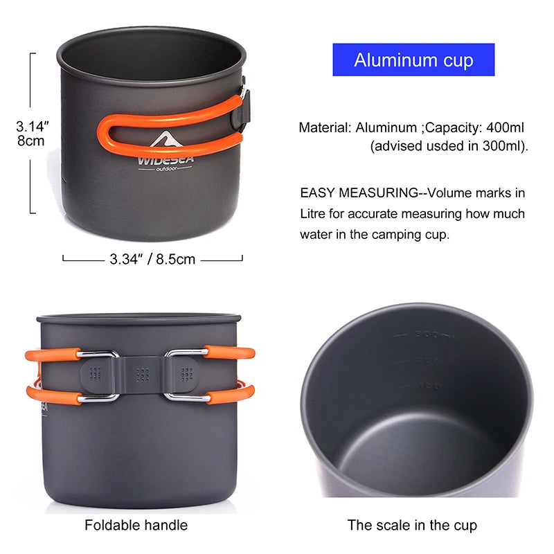 Widesea Camping Cookware Set With Foldable Pot And Utensils