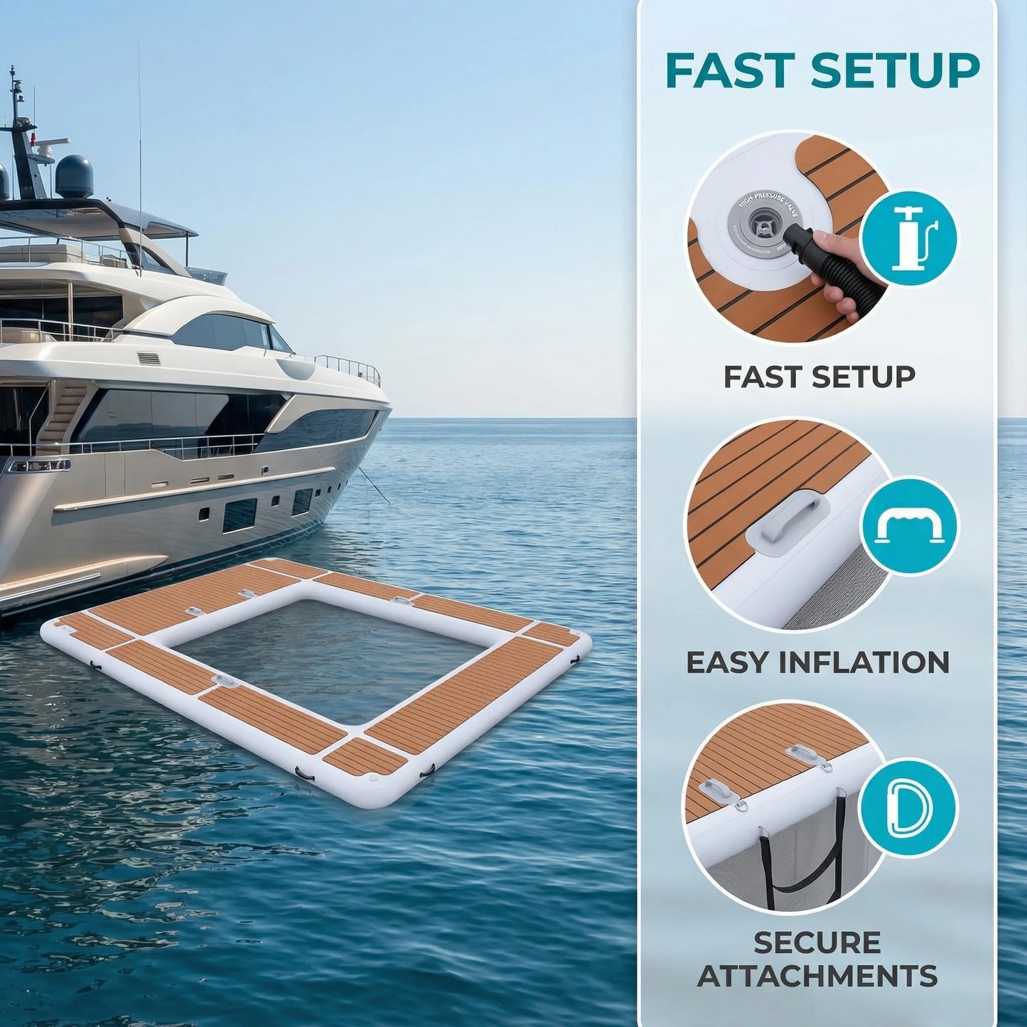 Ejia Inflatable Pool Floating Dock With Non Slip EVA Surface