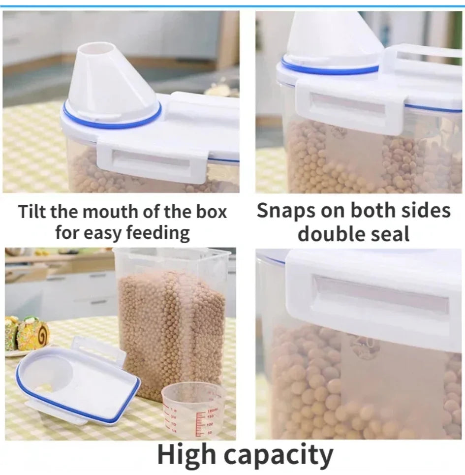 Pet Food Storage Pail With Measuring Cup Moisture Proof Jar