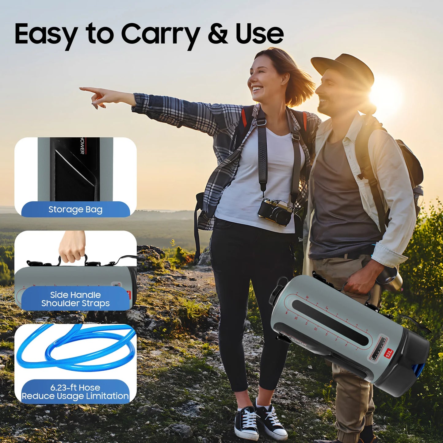 Bymaocar Portable Camping Shower Bag Outdoors Adventure