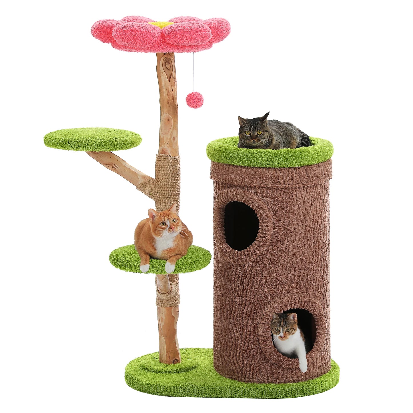 Cat Tree Tower with Four Condos and Scratching Post