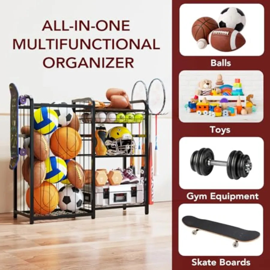 SHXI Garage Sports Equipment Organizer With Hooks And Storage