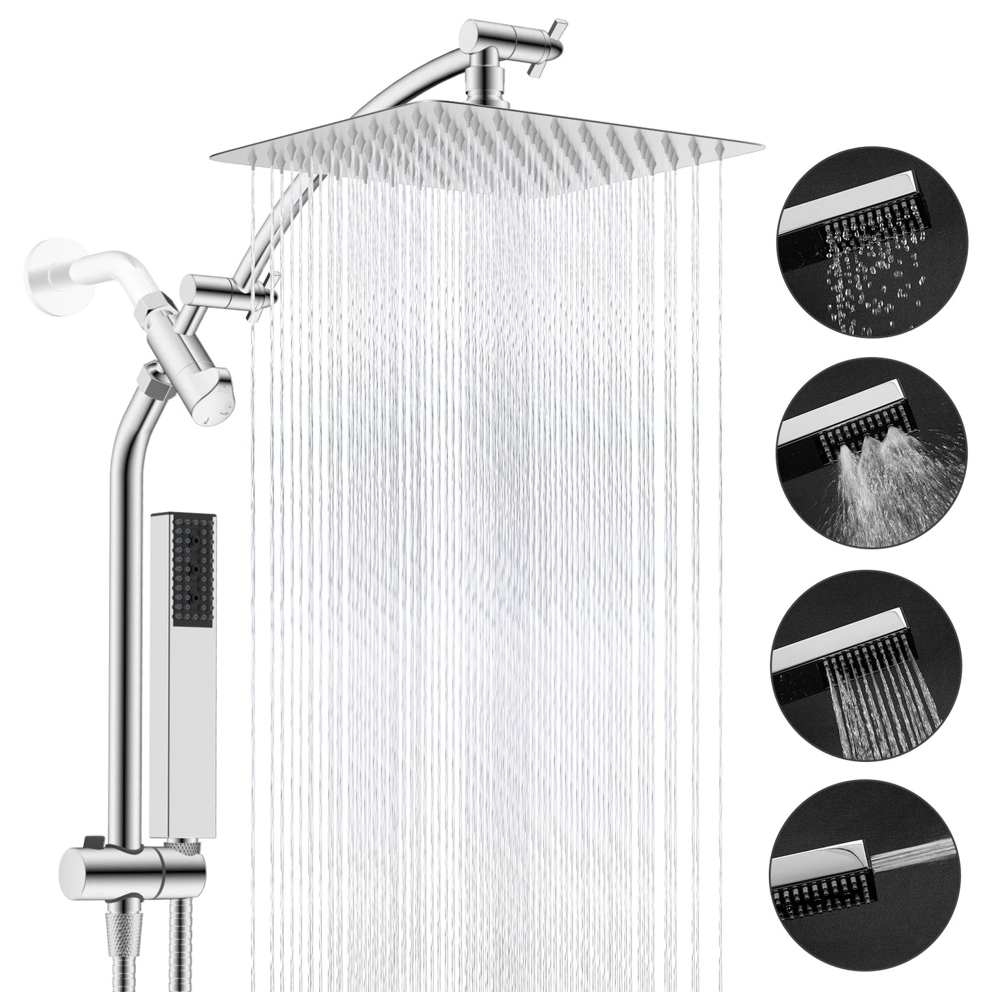 Hibbent Dual Shower Head Combo With Adjustable Slide Bar