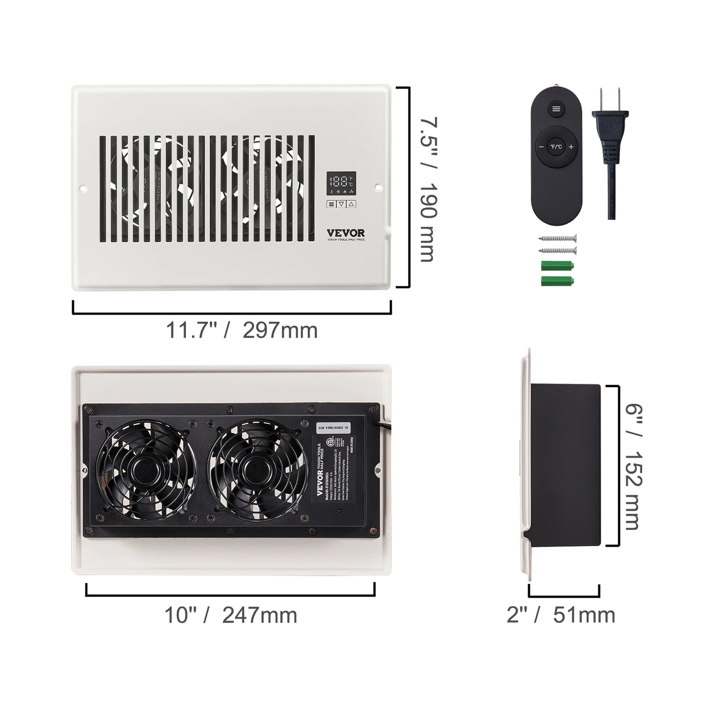 Booster Duct Fan 100CFM With LCD Controller For Ventilation