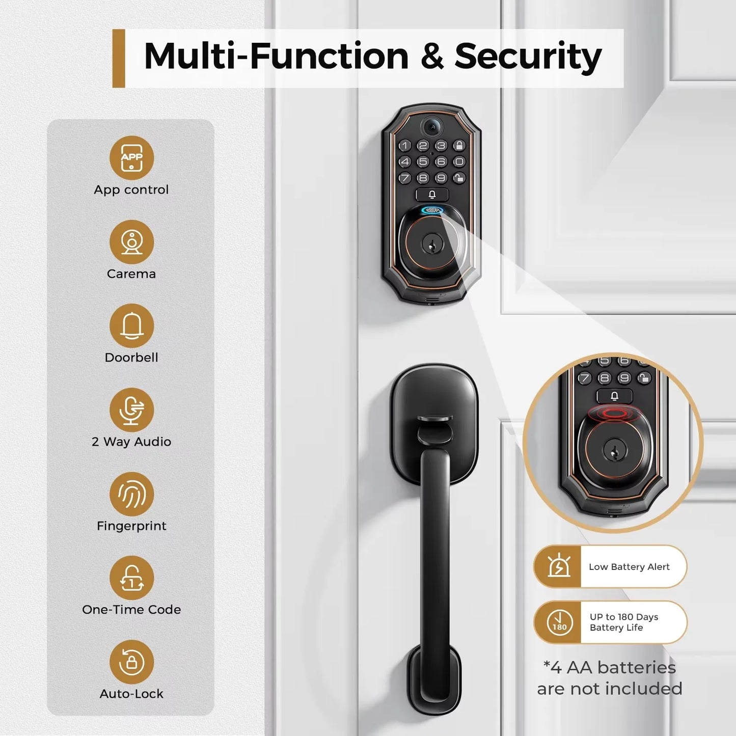 ARPHA D289H Smart WiFi Fingerprint Door Lock With Camera