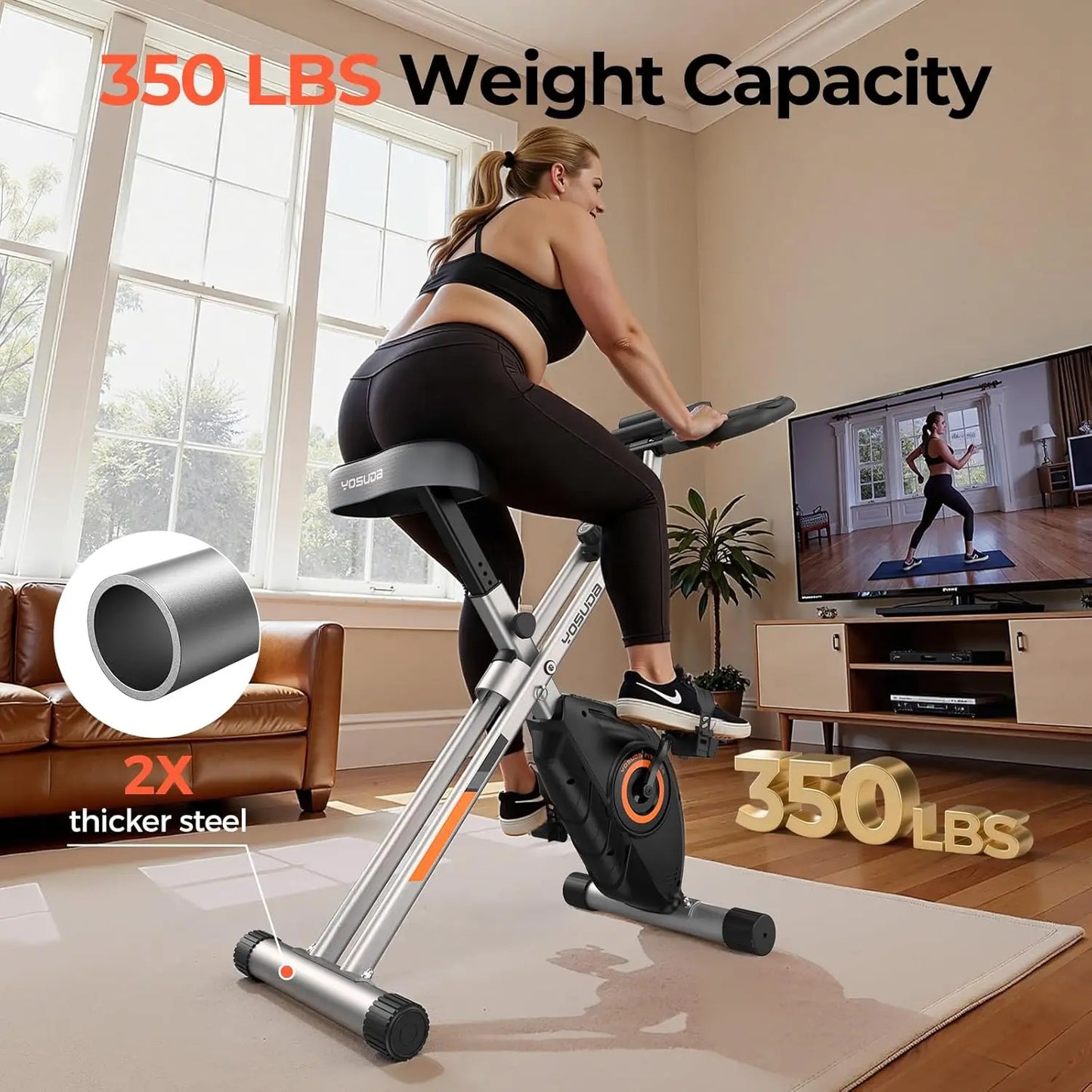 YOSUDA Folding Exercise Bike Foldable Stationary Home Gym Workout