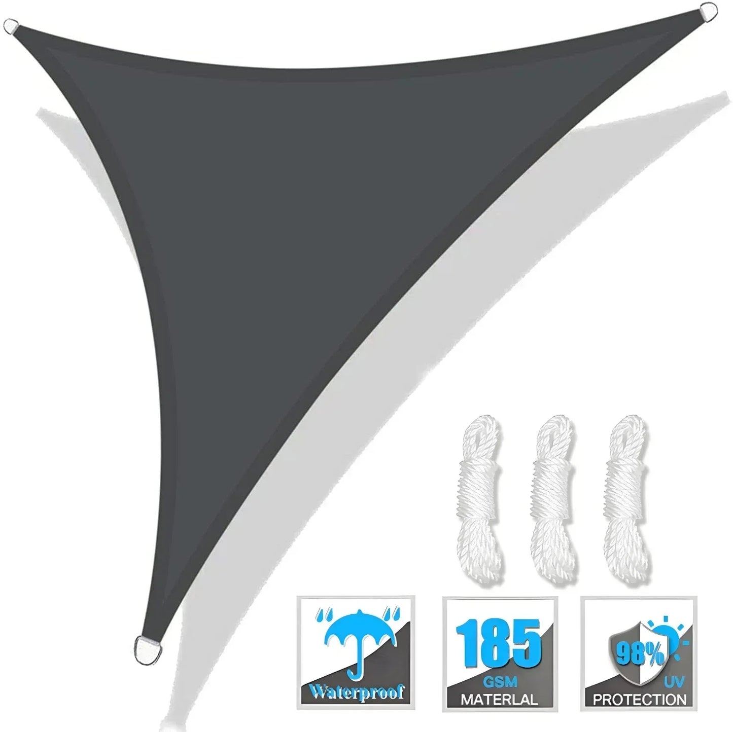 Triangle Sun Shade Sail Canopy UV Block For Outdoor Patio Garden With Free Rope