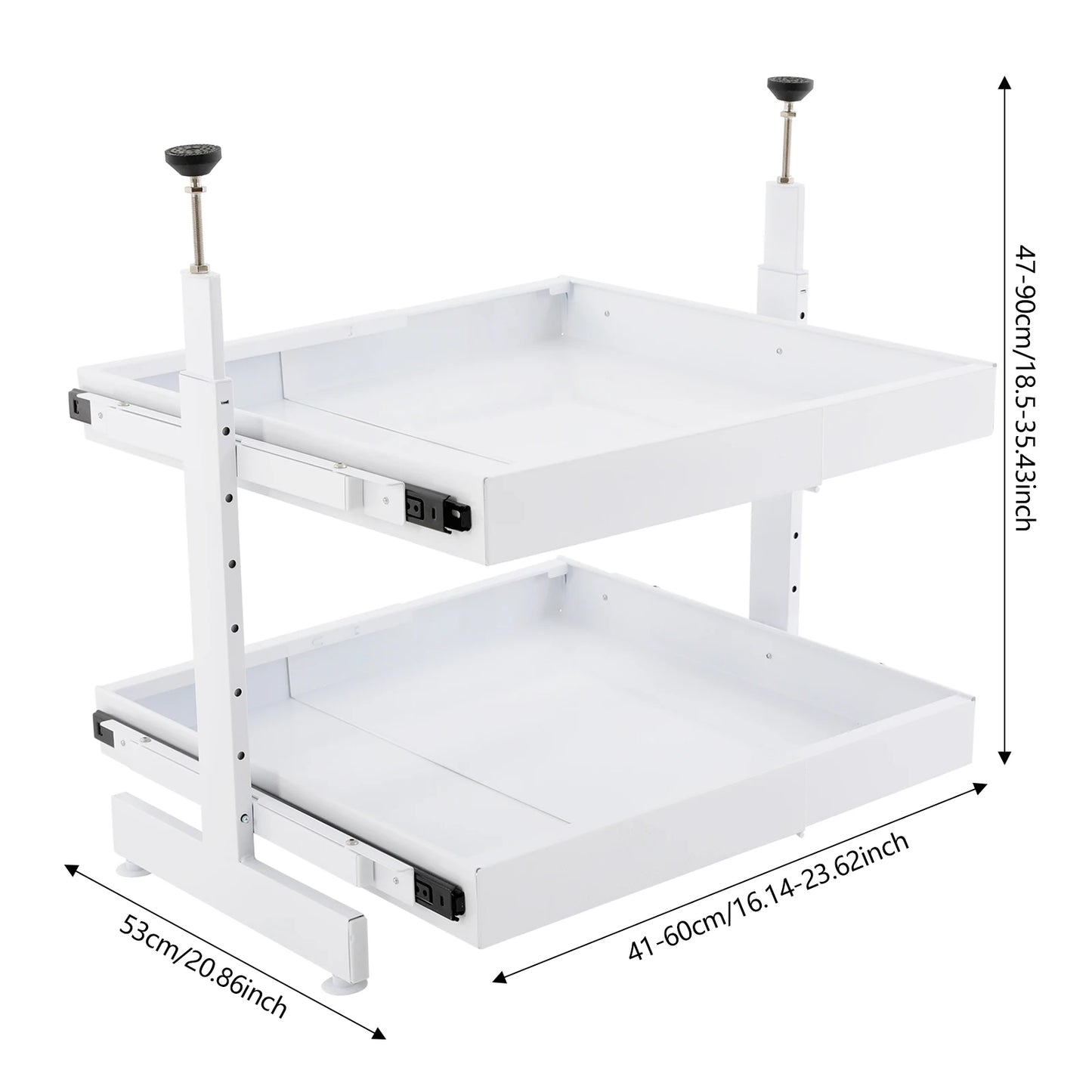 Carbon Steel Expandable Pull Out Cabinet Organizer 2 Tier Drawers