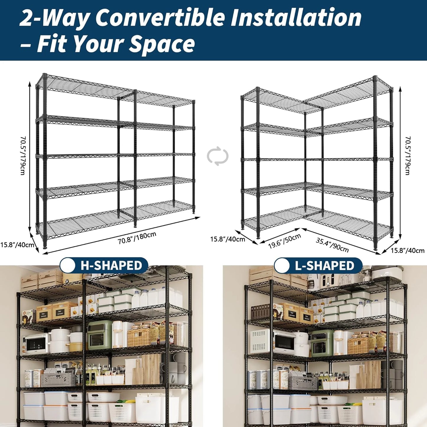 TWISTER.CK Heavy Duty 5 Tier Metal Shelving Unit Kitchen Garage
