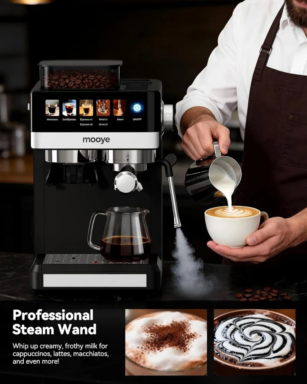 All-In-One 20 Bar Espresso Machine With Built-In Grinder