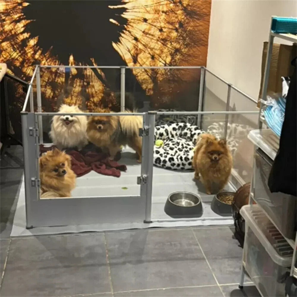 BORWART Transparent Acrylic Dog Playpen Whelping Pen With Waterproof Pad