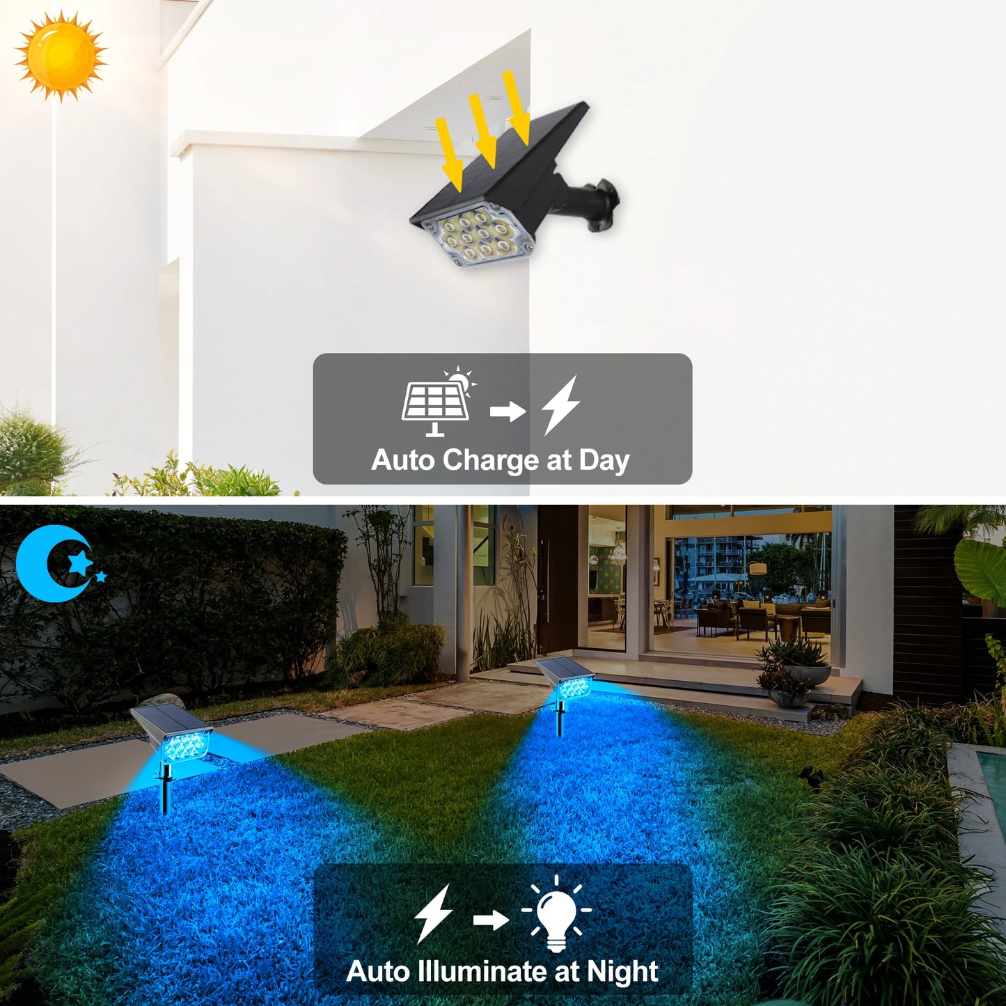 T-SUNRISE Solar LED Outdoor Light IP65 Waterproof Garden Wall
