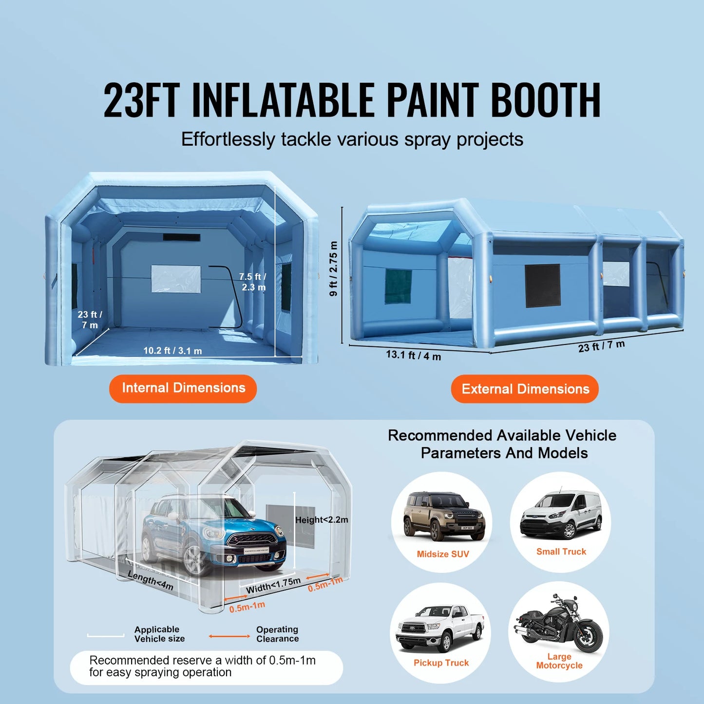 SucceBuy Inflatable Paint Booth With Powerful Blowers And Filter