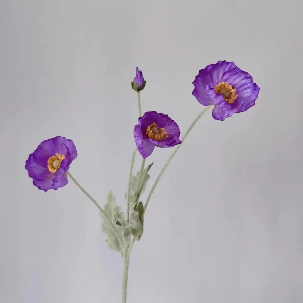 Artificial Poppy Flowers Bouquet Four-Head for Home Decor