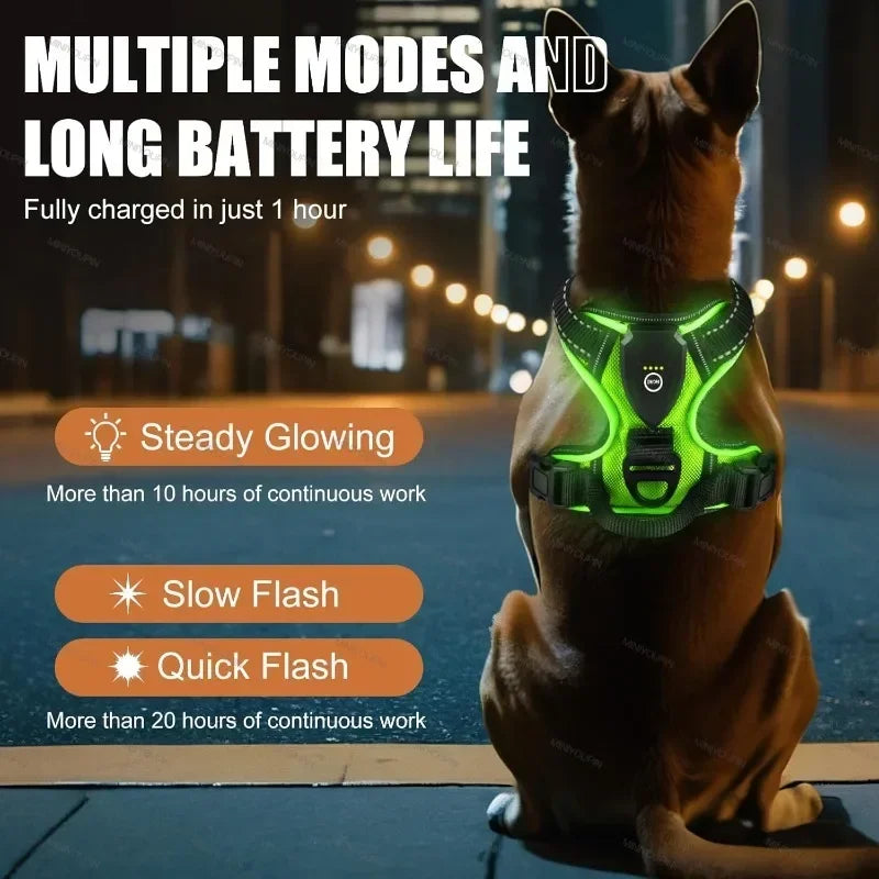 Led Luminous Dog Harness No Pull Adjustable Vest