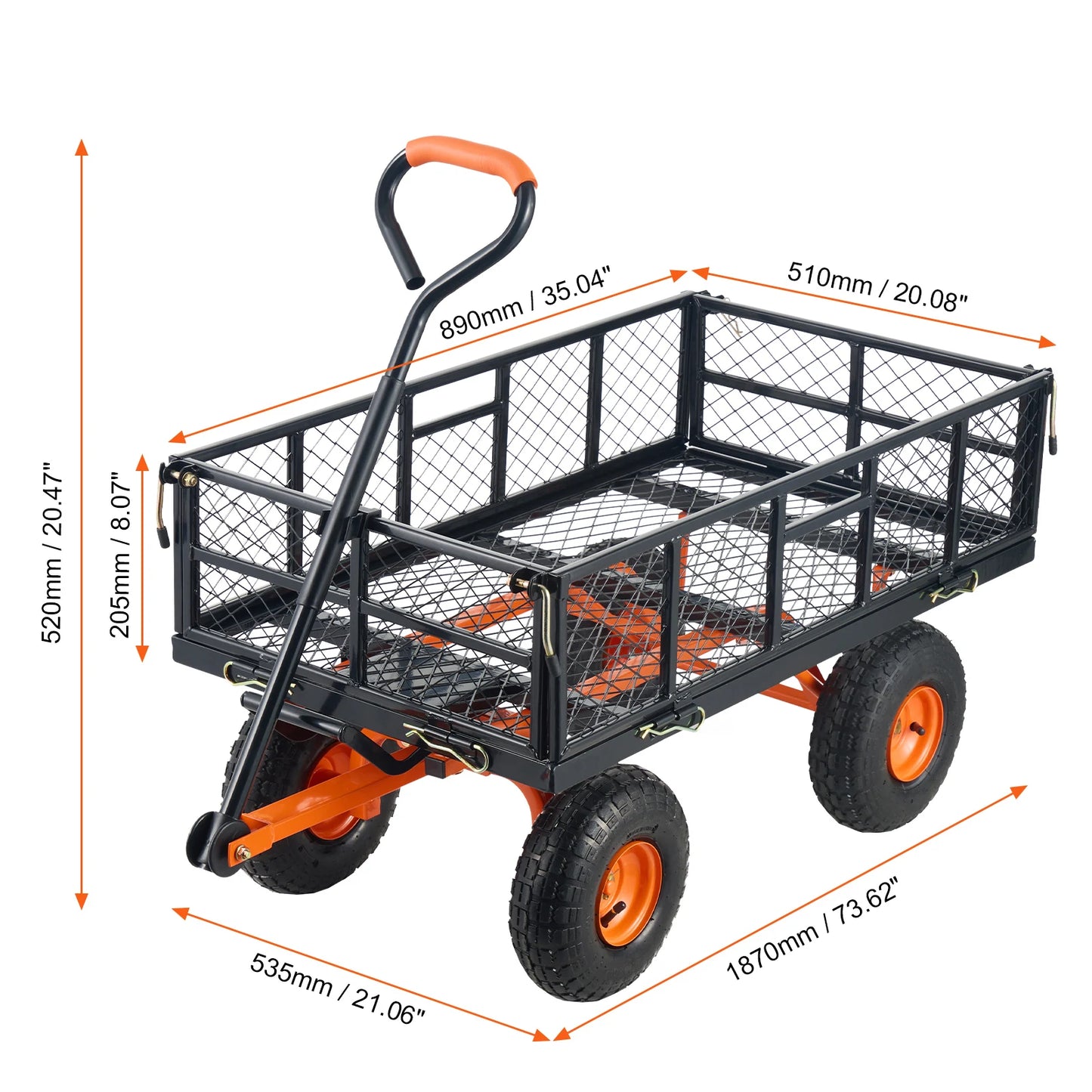 SucceBuy Garden Cart Sturdy Utility Wagon With Dump Cart