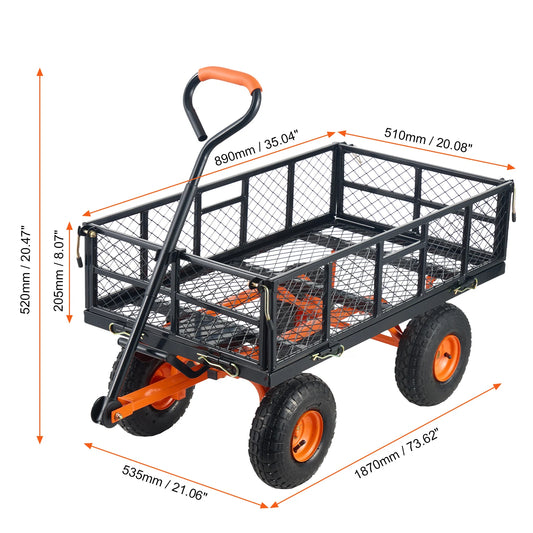 SucceBuy Garden Cart Sturdy Utility Wagon With Dump Cart