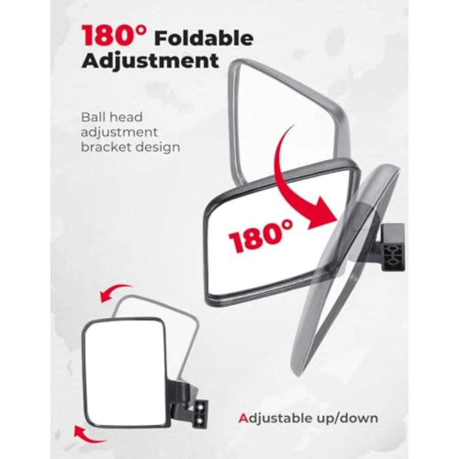 No Drilling Golf Cart Rear View Mirror Universal For Square Rails Folding