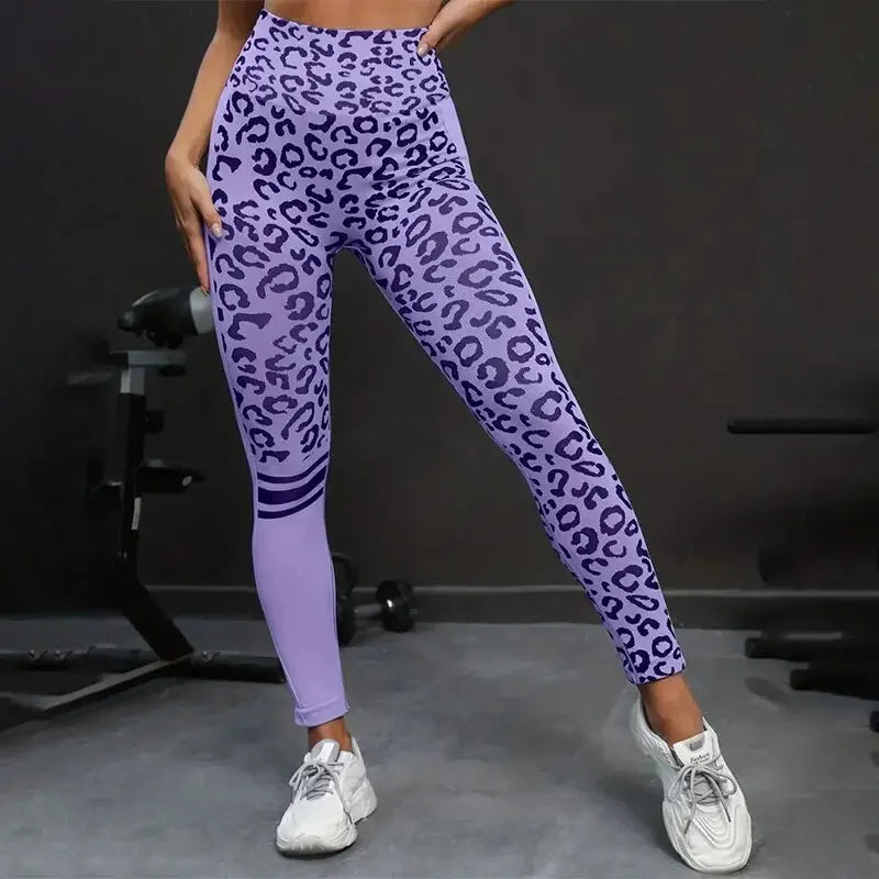 Yoga 9 Minute High Waist Leopard Print Seamless Tights
