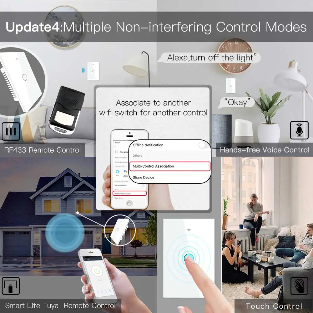 Moes Smart Glass Panel Switch With Tuya App Alexa Google