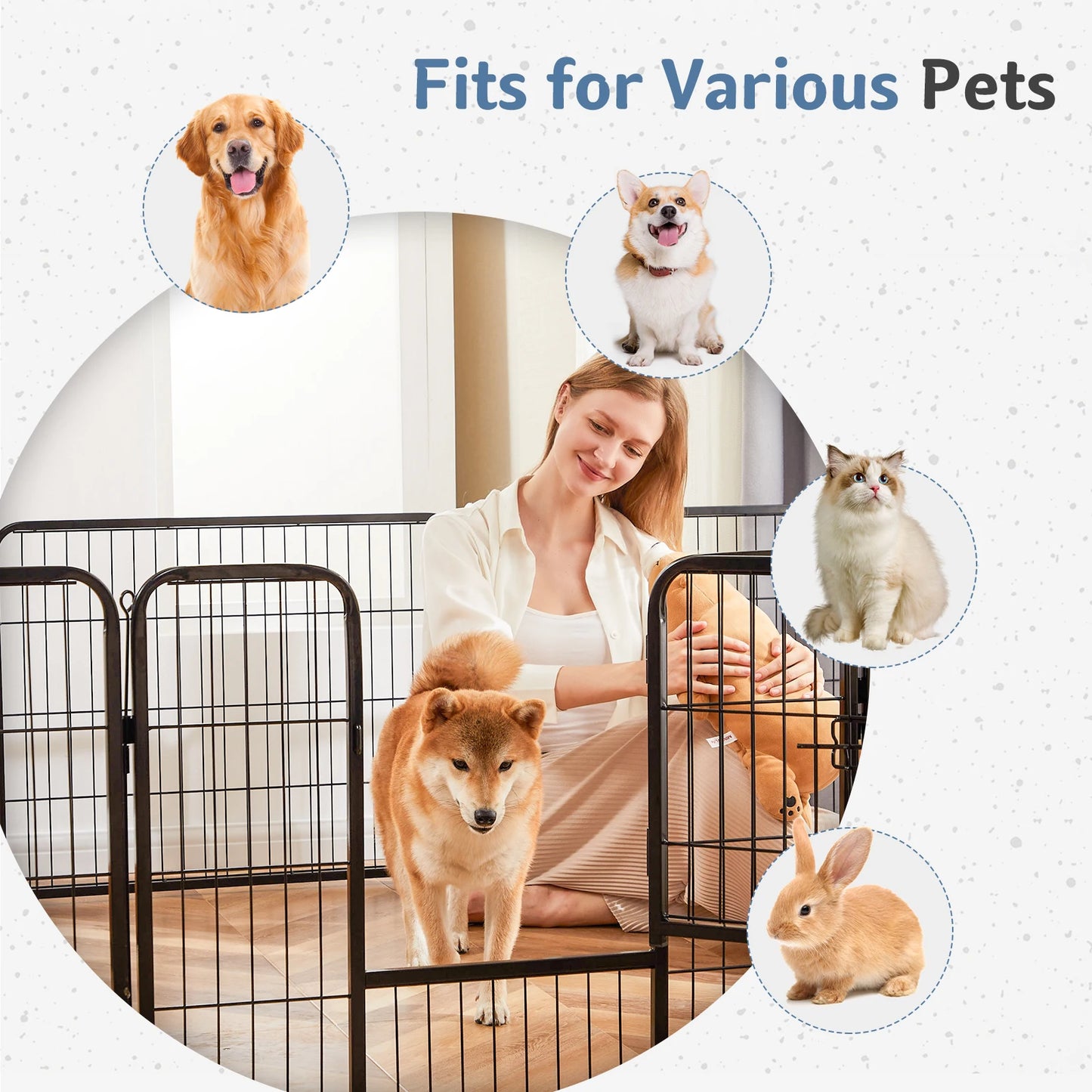 JHK 16 Panel Dog Playpen Metal Fence For Indoor Outdoor