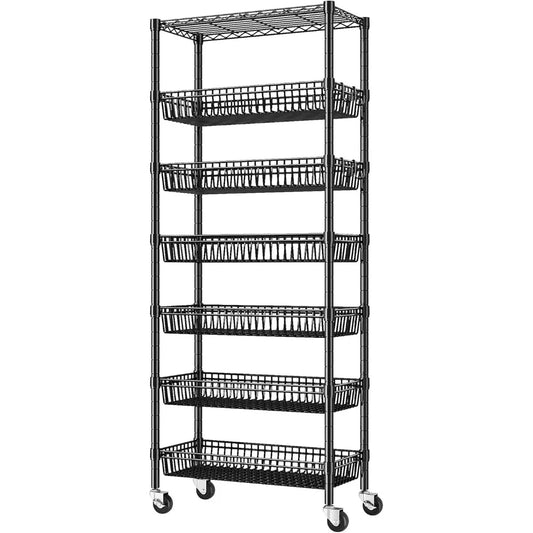 7-Tier Wire Shelving With Wheels For Kitchen And Pantry