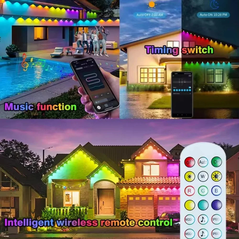 MIMIRGB Smart Outdoor LED String Lights IP67 Waterproof App Control