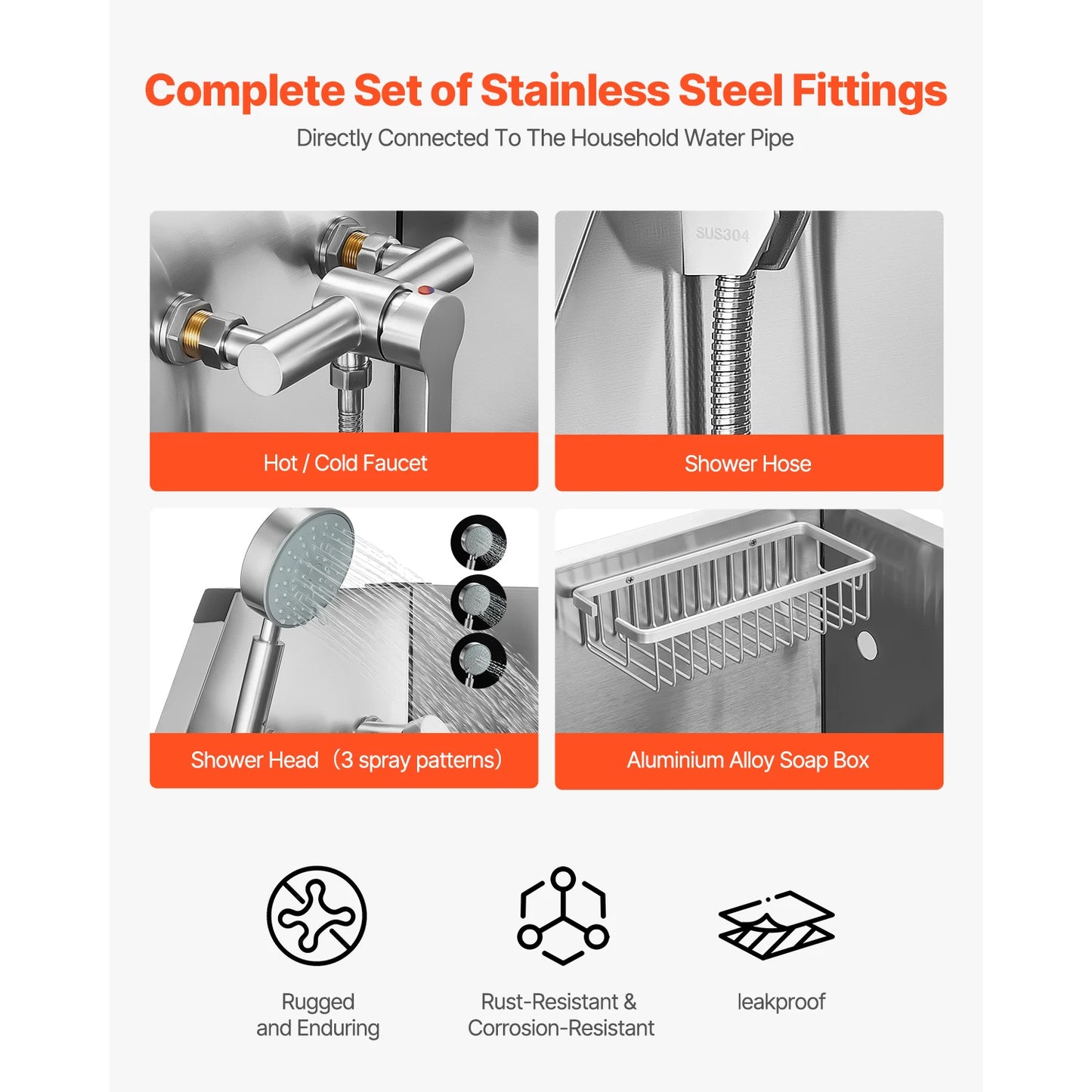 SucceBuy Stainless Steel Dog Washing Station With Hot and Cold Faucet