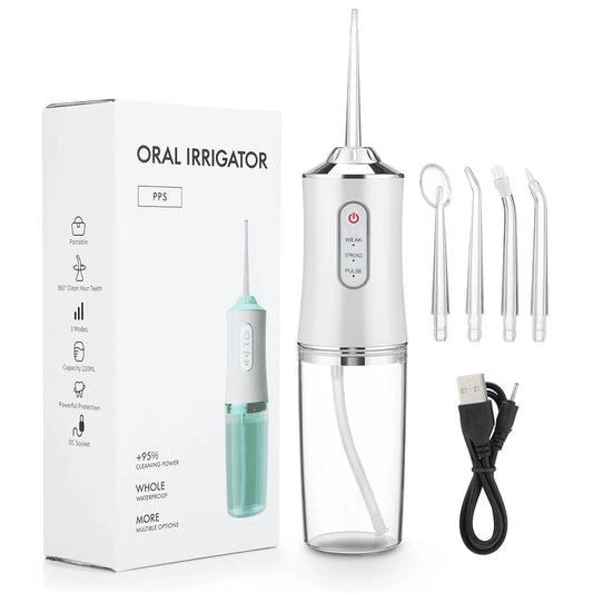 Portable Oral Irrigator Water Flosser USB Rechargeable Four Jet Tips
