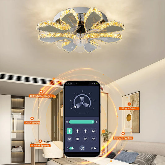GreeLustr LED Ceiling Fan Light With Retractable Blades