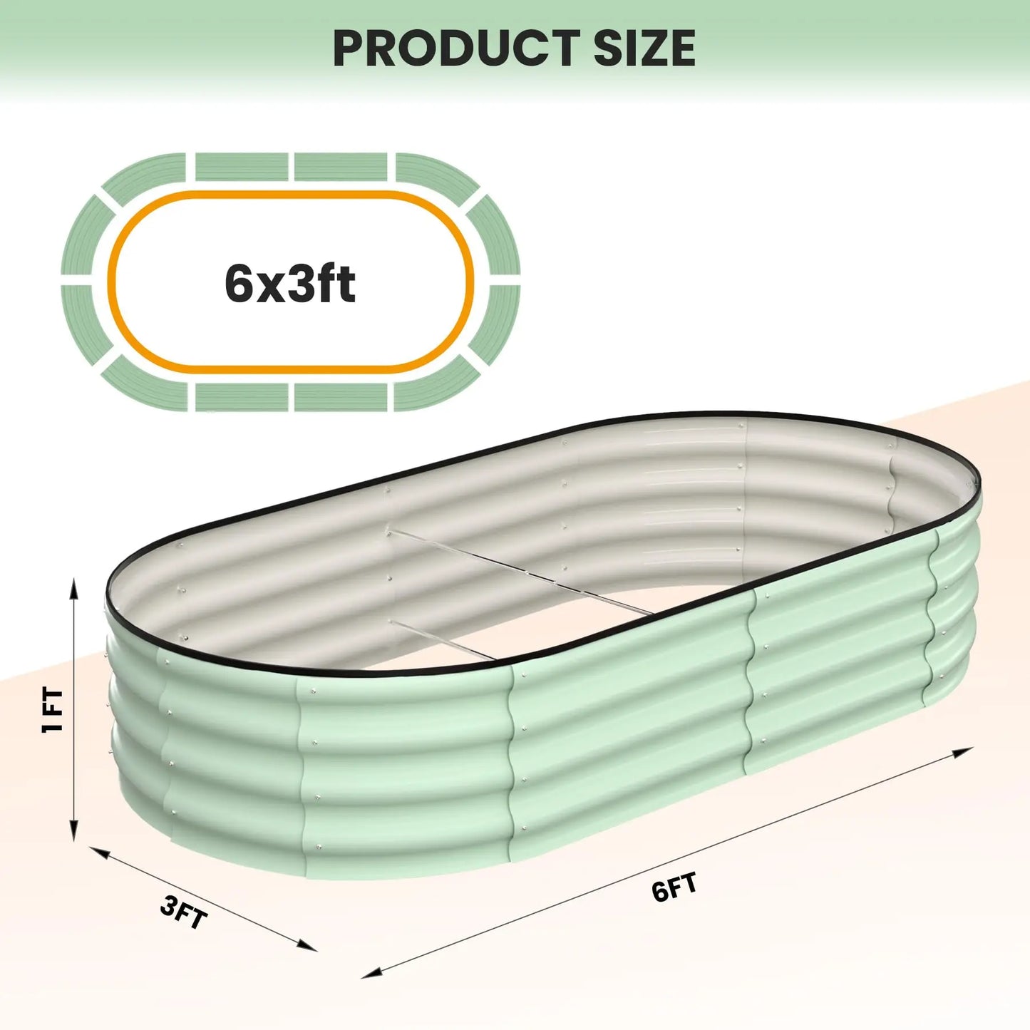HiMISS Oval Galvanized Steel Raised Garden Bed Safety Edge 2-Pack Planter