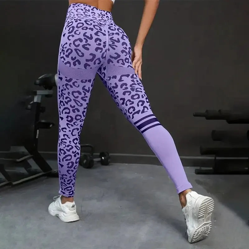 Yoga 9 Minute High Waist Leopard Print Seamless Tights