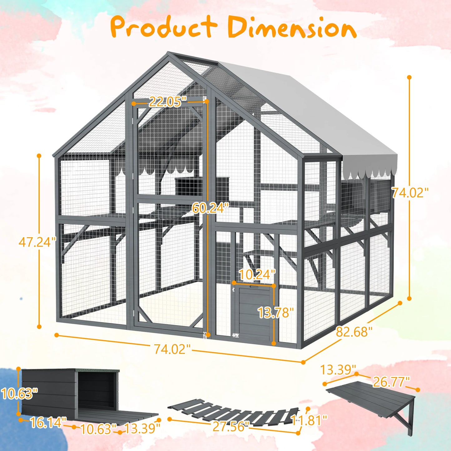 Large Outdoor Cat House And Wooden Cat Run Enclosure