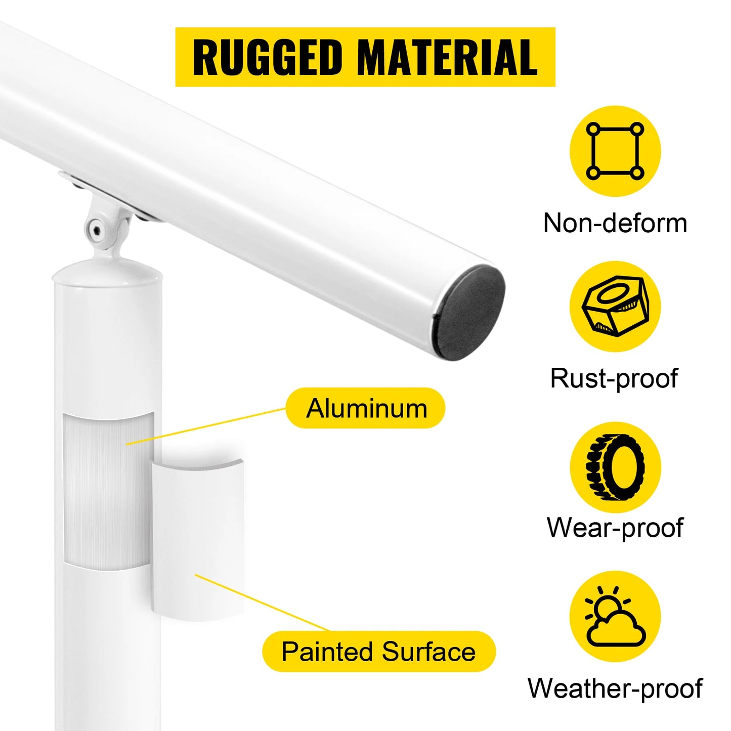 Outdoor Aluminum Handrail for Steps with Installation Kit