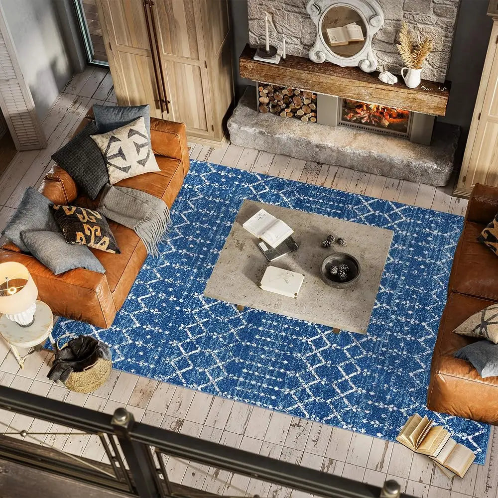 DIXSG Moroccan Hype Boho Diamond Indoor Area Rug Easy Cleaning