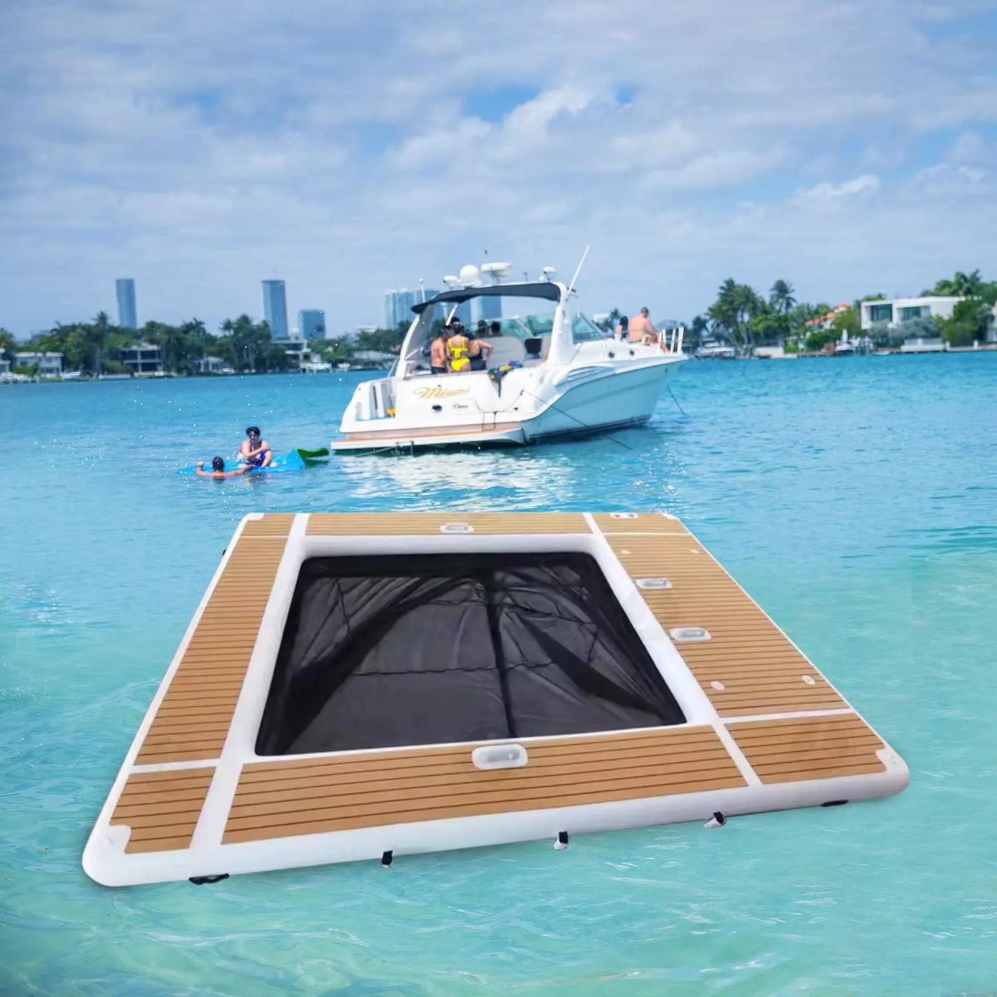 Ejia Inflatable Pool Floating Dock With Non Slip EVA Surface