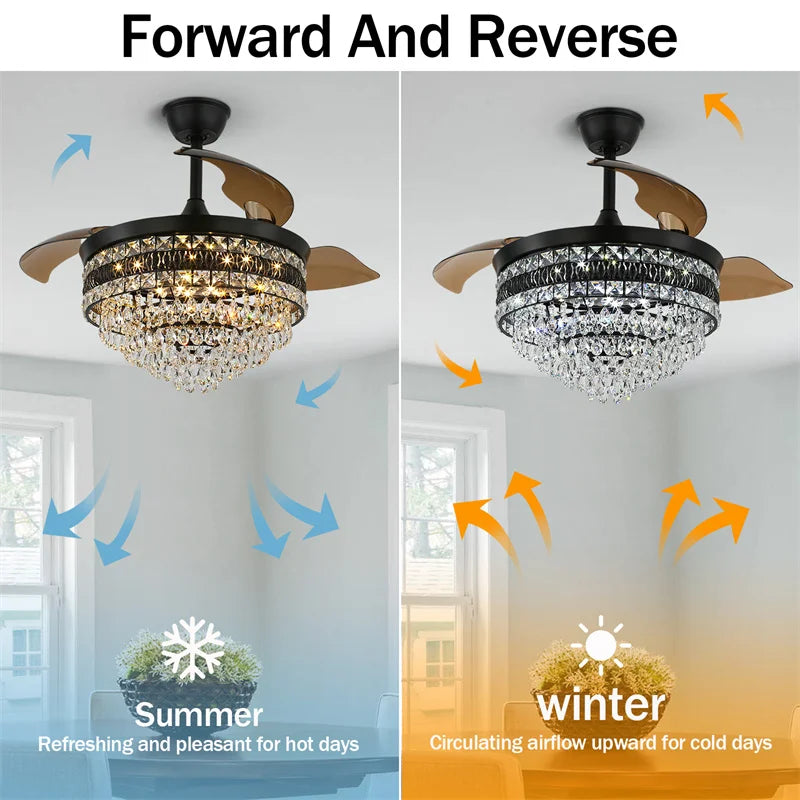 GreeLustr Modern Intelligent Ceiling Fan Light With App Remote