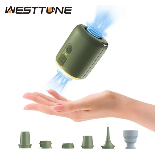 Compact Air Pump With Camping Lantern For Inflatable Mattress