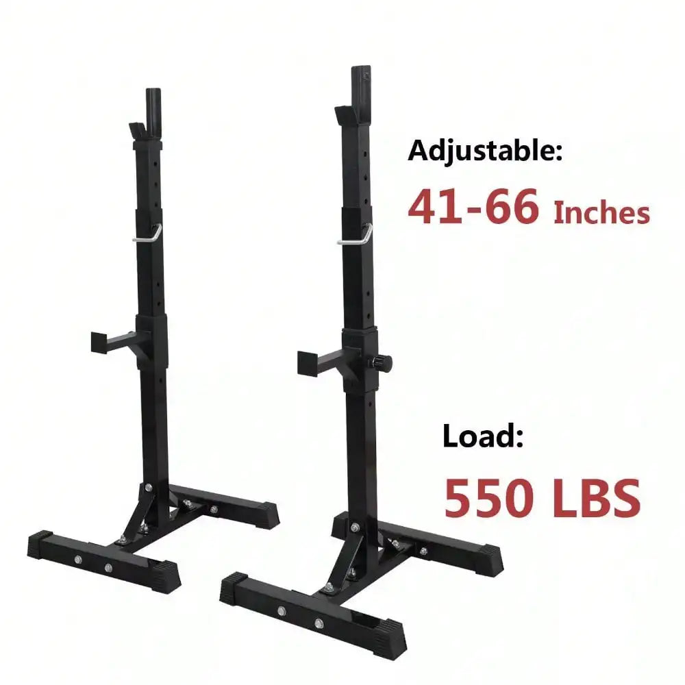 Adjustable Squat Stands For Barbell Steel Rack Pair