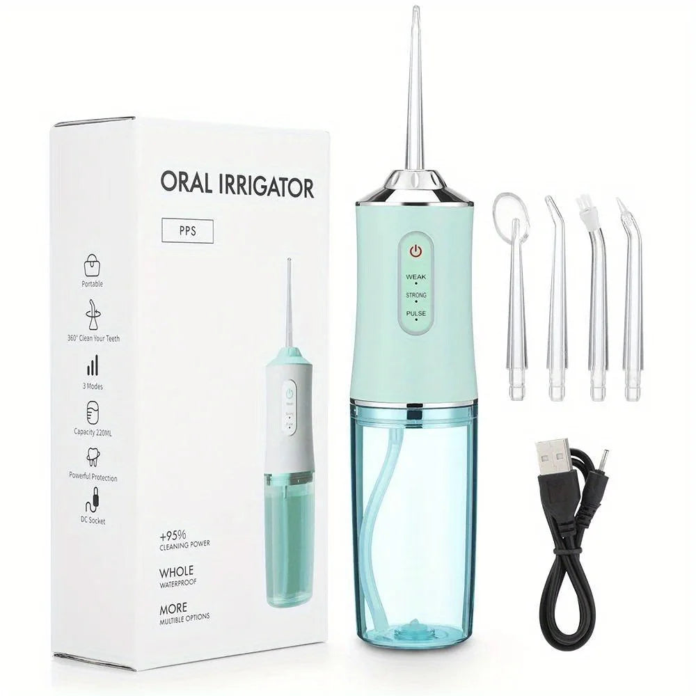 Portable Oral Irrigator Water Flosser USB Rechargeable Four Jet Tips
