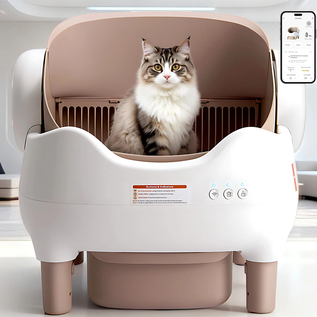 Self Cleaning Automatic Cat Litter Box With App Control