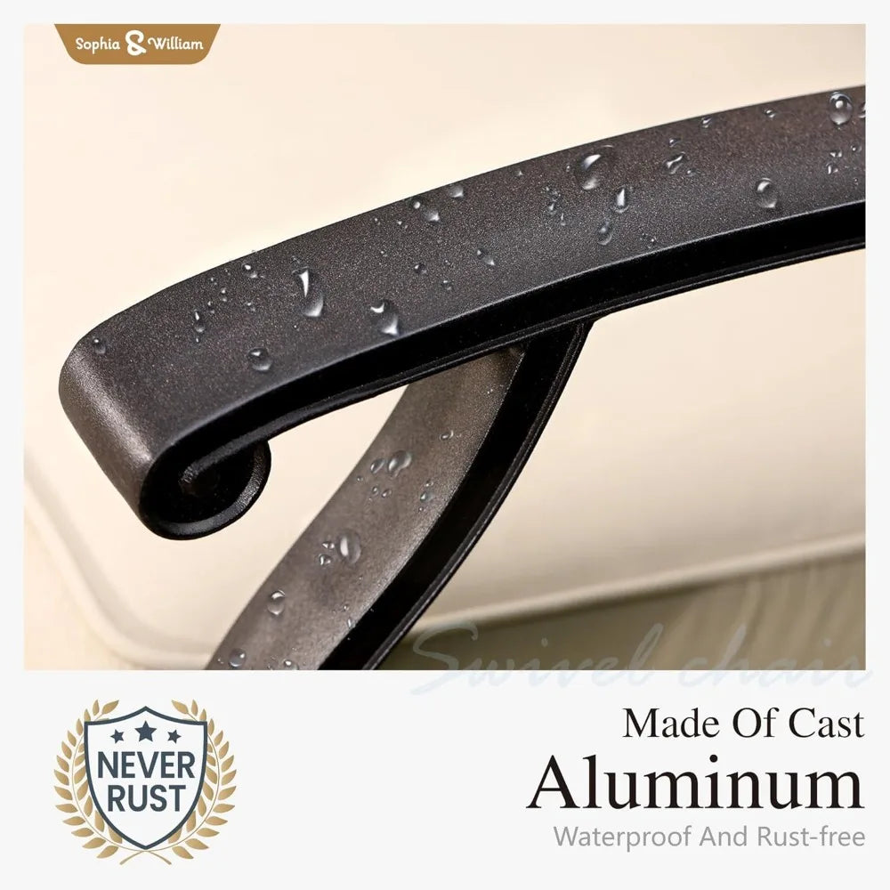MKDK Cast Aluminum Patio Bar Chairs Set With Swivel