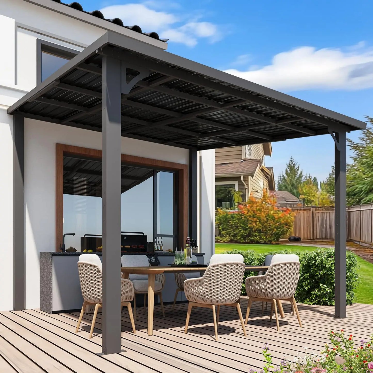 Wall Mounted Gazebo Pergola For Outdoor Patio Deck