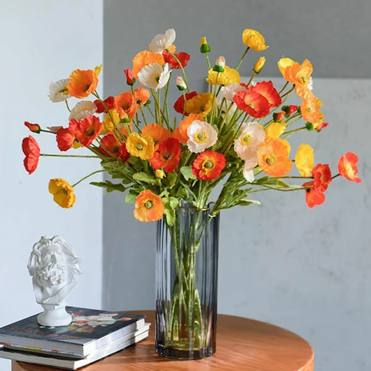 Artificial Poppy Flower Bouquet For Home Decor And Wedding Decor