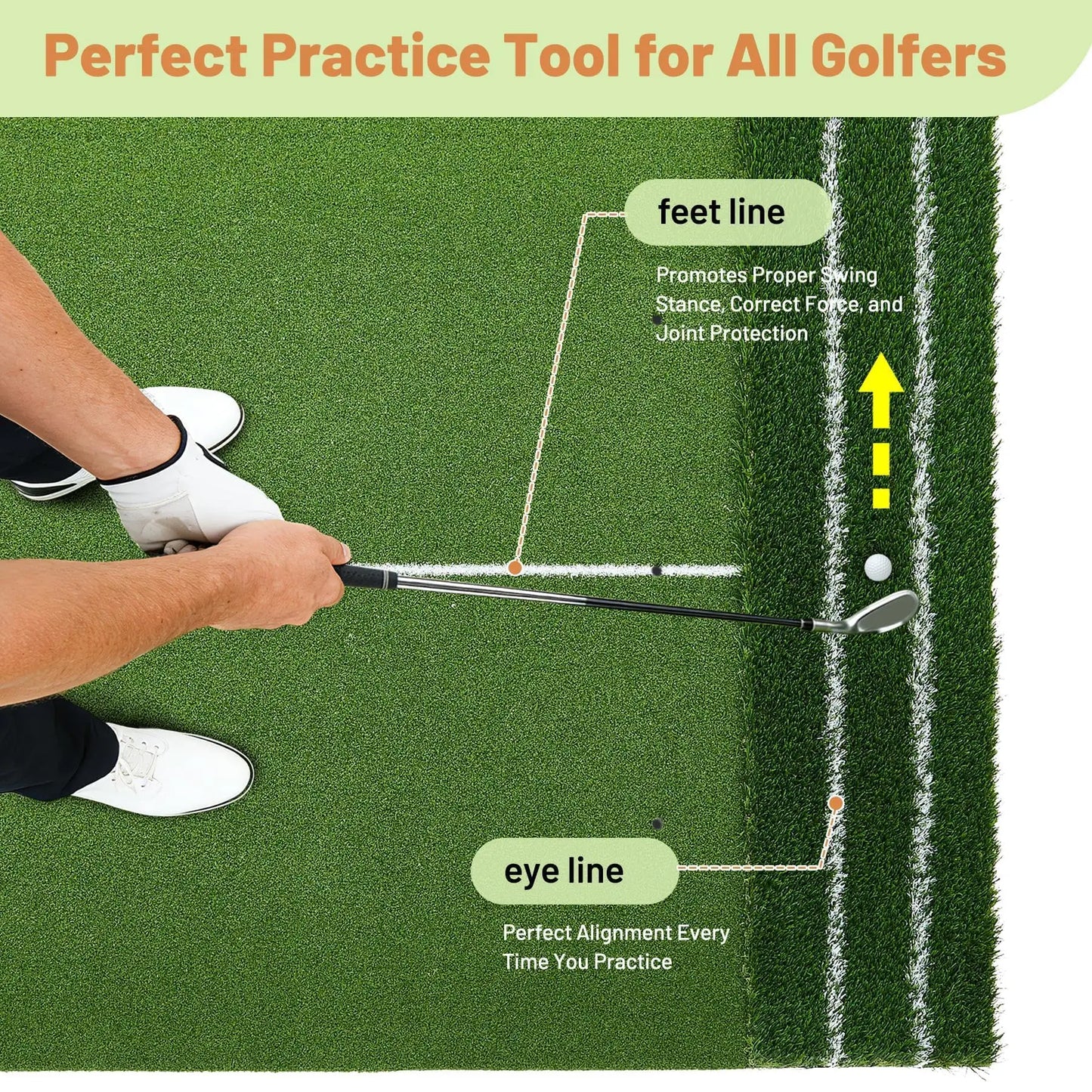 HiMISS Dual Turf Golf Practice Mat With Alignment Lines For Indoor Outdoor