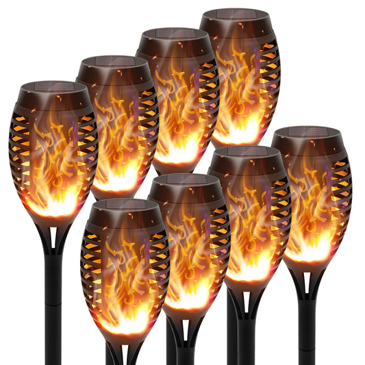 Solar Flame Torch Lights LED Flickering Outdoor Decor For Lawn Path