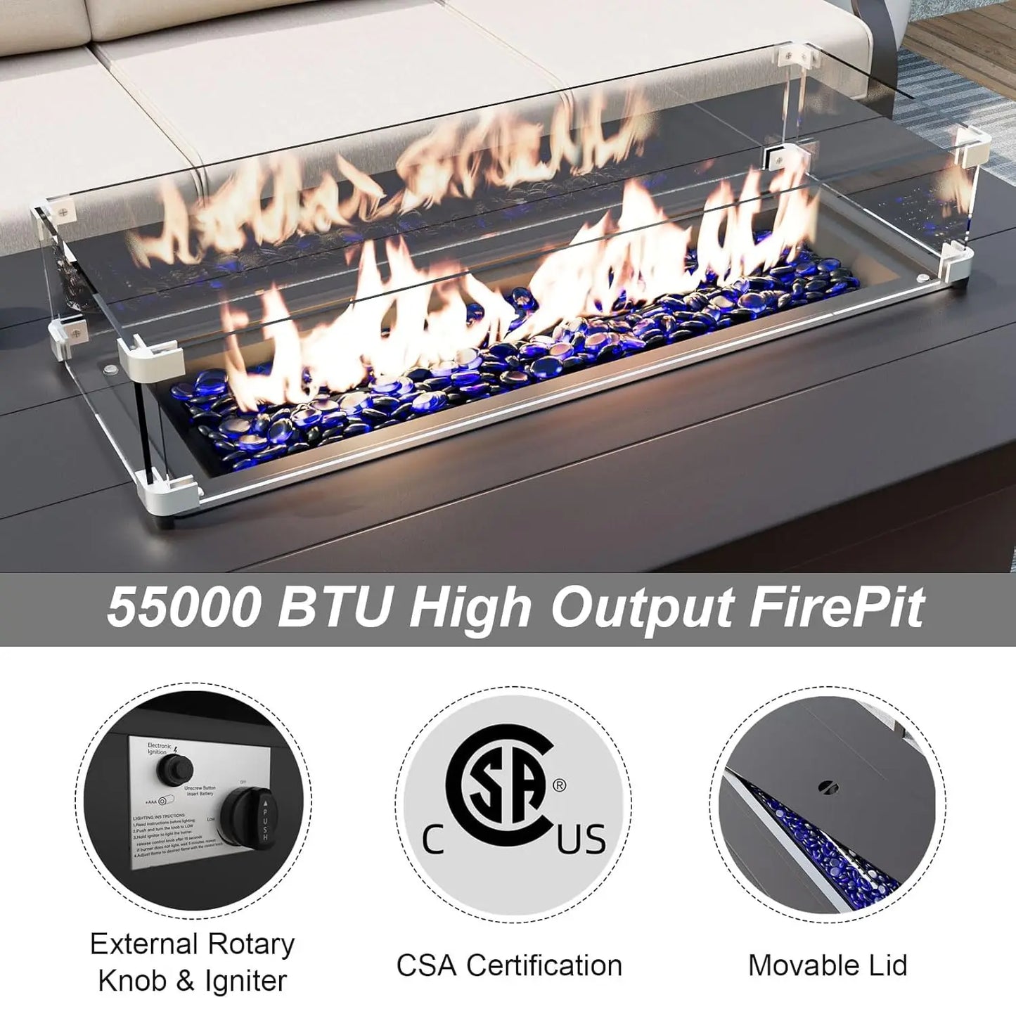 XIAOLANG Aluminum Patio Set With Fire Pit Table
