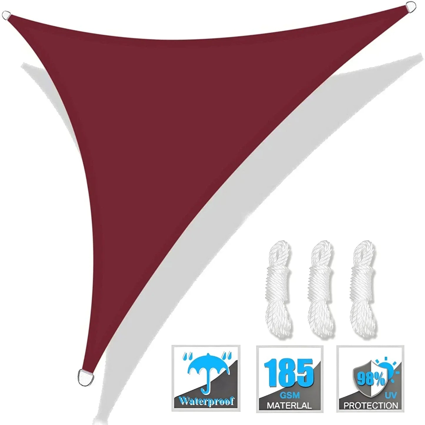 Triangle Sun Shade Sail Canopy UV Block For Outdoor Patio Garden With Free Rope