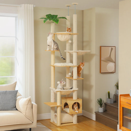 PAWZ Road Height Adjustable Cat Tree With Hammock Indoor
